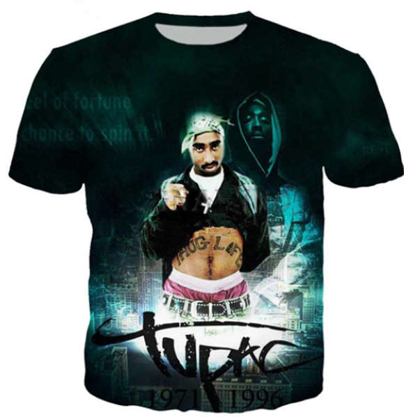 

popular singer rapper tupac 2pac t shirt men women funny 3d print summer short sleeve o neck crewneck casual a212, White;black