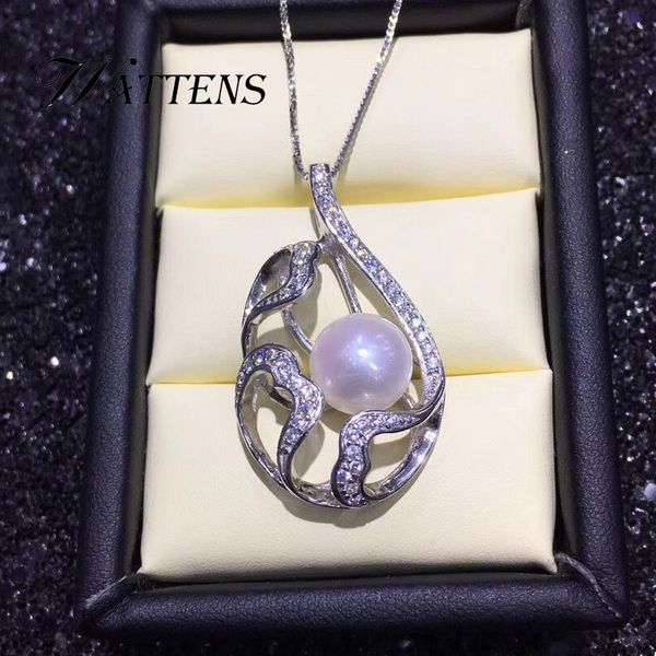 

925 sterling silver pendant natural freshwater pearl necklace for women elegant romantic zircon necklace wedding party gift 2019