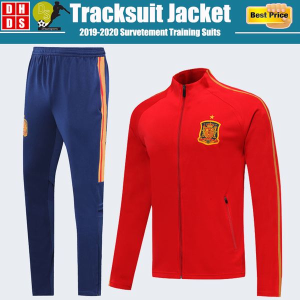 

2019 2020 spain soccer jacket tracksuit camiseta espaÃ±a morata a.iniesta fabregas ramos diego isco 19 20 football set training suit, Black