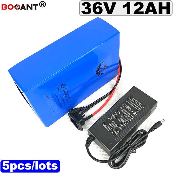 5 pçs / lote DIY Bateria De Lítio 36 v 12ah 350 w 500 w Bateria E-Bicicleta 36 v + 2A Carregador de Bateria de Lítio Da Bicicleta Elétrica 36 v Frete Grátis