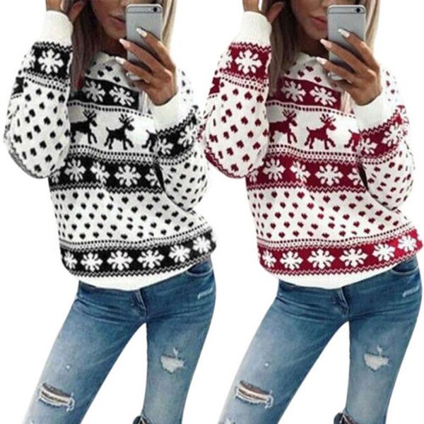 

2018 fashion casual cute newly women ladies long sleeve o-neck pullover cartoon deer print shirt 2 style outfit spring fall, Black