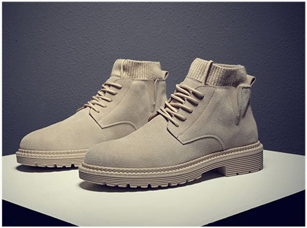 

2020 new martin boots men's autumn breathable english high-casual mid-cut boots wet shoes overalls leather boots, Black