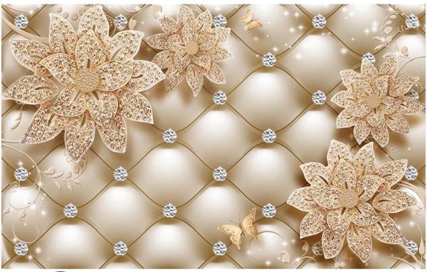 

wallpaper for walls 3 d for living room soft bag diamond flower jewelry background wall