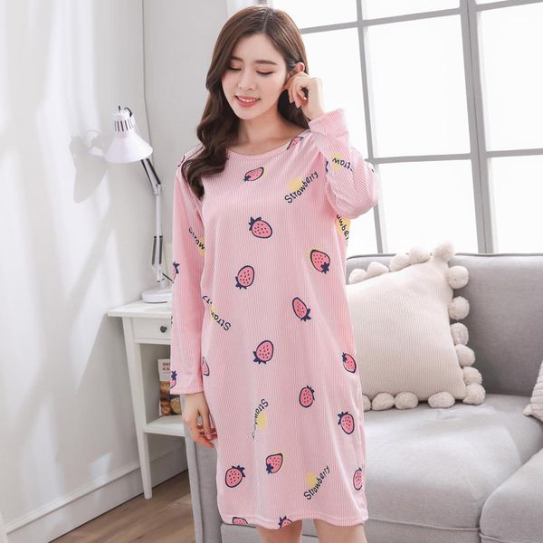 

yidanna nightwear 2018 long sleeved pijamas nightgown women sleepshirts milk silk girls sleepwear sleep clothing autumn nighties, Black;red