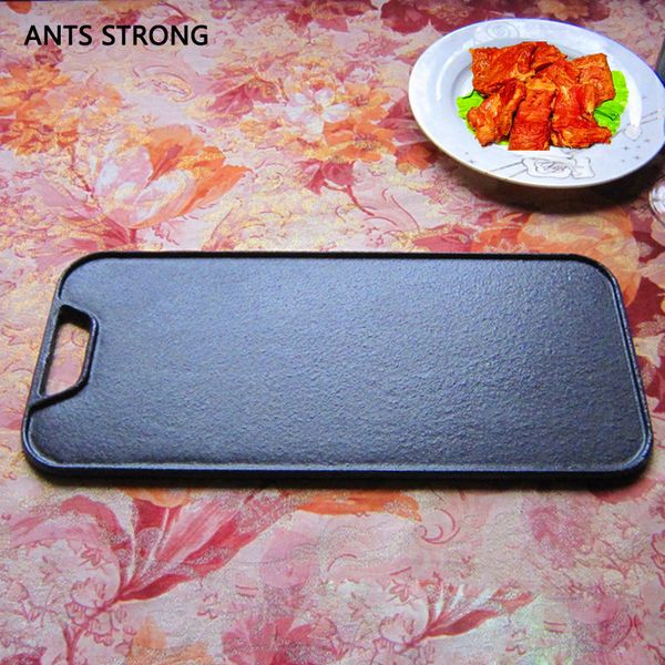

ants strong enamel square bbq grill pan/durable outdoor poortable teppanyaki grill plate iron roast pan barbecue tools