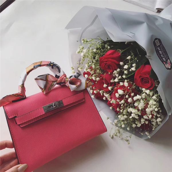

hand palm prints kylie package mini- genuine leather messenger packet mini portable bag woman 2019 cowhide silver buckle