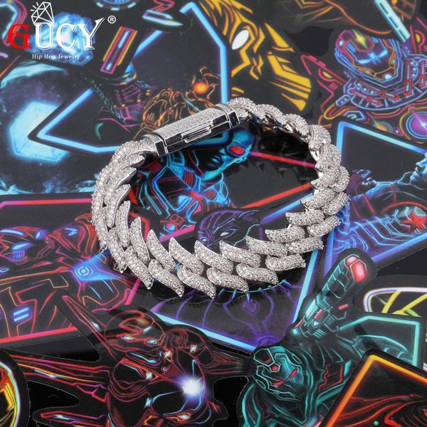 

gucy 16mm miami cuban chains hand catenary for men gold silver color hip hop iced out paved bling cz rapper jewelry, Black