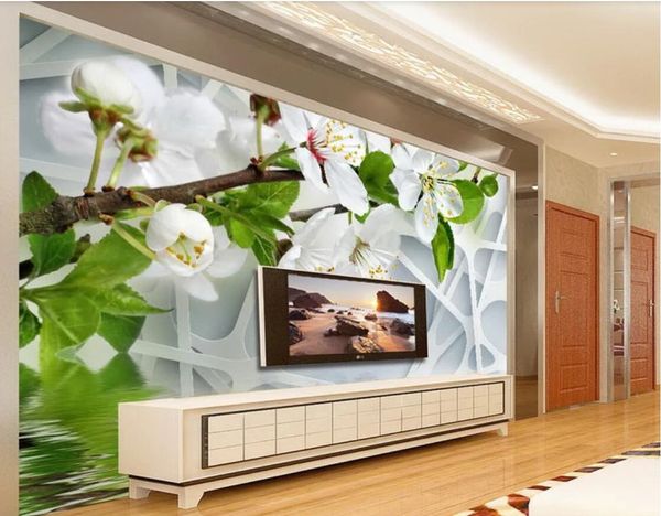 

3d room wallpaper cloth custom p mural 3d beautiful pear tv background wall flowers wall wallpaper for walls 3 d wallpaper door murals