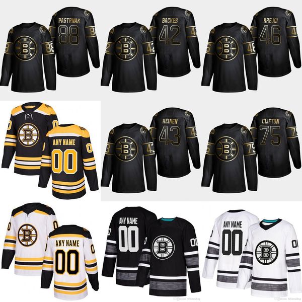 

88 David Pastrnak 2019 Golden Edition Boston Bruins Brad 43 Danton Heinen 75 Connor Clifton 42 David Backes 46 David Krejci Jersey