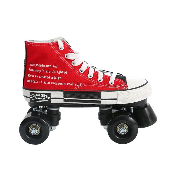 

ins quad roller skating mix color matching canvas roller skates double row skates
