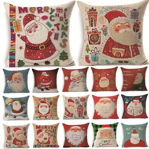 

1pcs 43 * 43см рождество санта-клаус pattern хлопок белье подушка подушка штурман диван декоративные наволочки, 40471