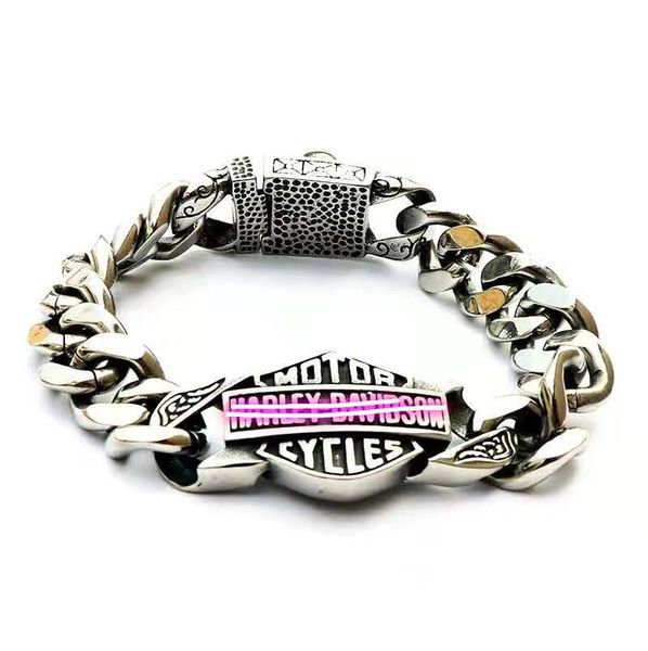 

2020 big heavy punk cool motorcycle locomotive harley accessories stainless steel strap bracelet hip hop accessories, Golden;silver