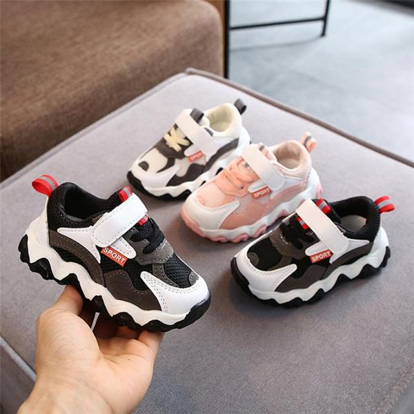 

children shoes sport fashion toddler infant kids girls boys shoe mesh breathable sport running shoes soft sole casual sneakers, Black;red