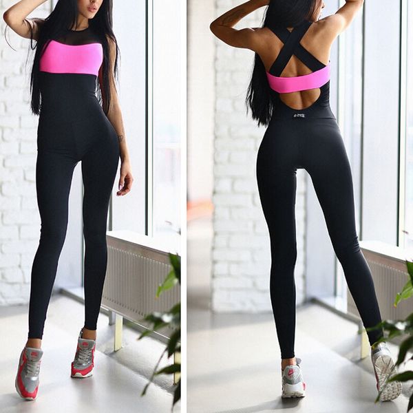 

explosion models stitching fashion contrast color tight bodysuit casual comfortable running fitness clothes yoga set, White;red