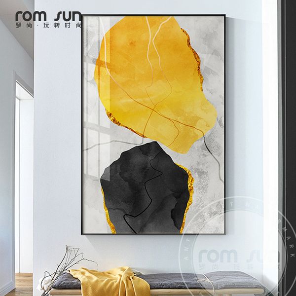 

abstract strange thing yellow and black canvas art fashion poster print painting on the wall for living room cuadros decoracion