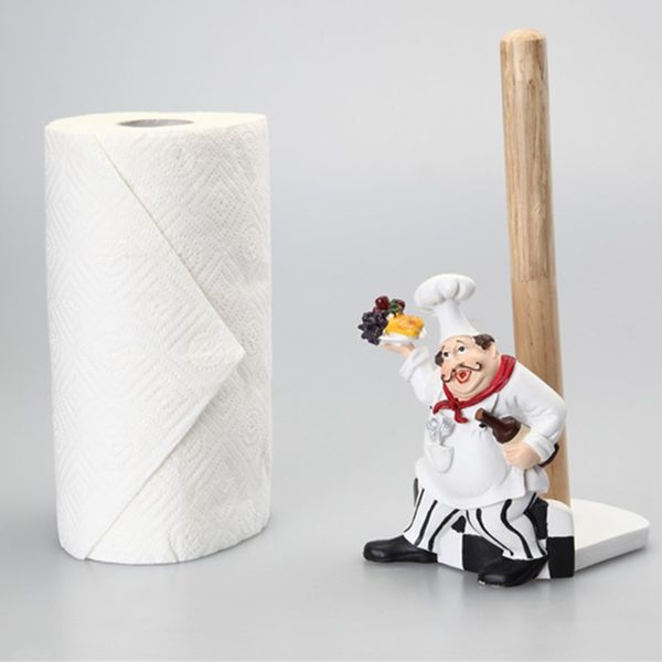 

home decoration art crafts kitchen seat type paper tissue rolls holder box dinning room chef human resin tissue canister r2015
