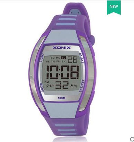 

women sports digital watch japan movement led lighting waterproof 100m girl sports watch swimming diver outdoor, Slivery;brown