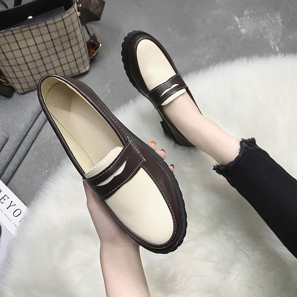 

2019 autumn oxfords women shoes formal work footwear black flats slip-on retro shoes leather casual woman wedding loafers
