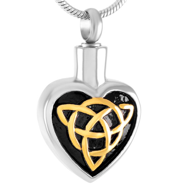 

z128 silver and gold knot heart stainless steel cremation necklace pendants for ashes - engravable keepsake memorial urn jewelry