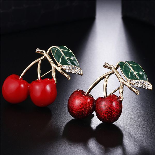 

red cherry enamel brooches feminino party bag dress accessories kids brooch corsage small bouquet hijab pins for women, Gray