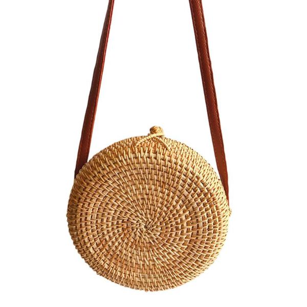 

circle handwoven round retro rattan straw beach bag crossbody shoulder messenger bags bags for women 2018 bolsa feminina #yl5