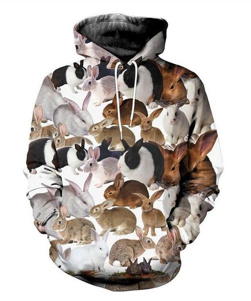 

wholesale-new fashion cool sweatshirt hoodies 3d print mens womens casual rabbit style streetwear clothes k0234, Black