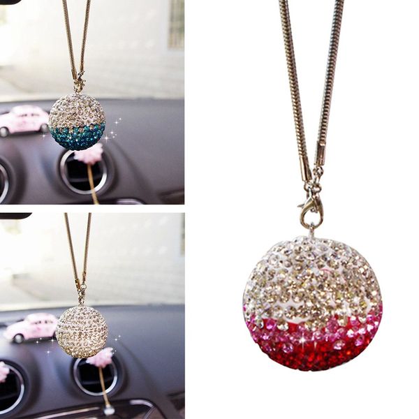 

автомобиль зеркало заднего вида шарм кристалл bling болл висячие украшения rhinestone декор интерьера crystal ball украшения