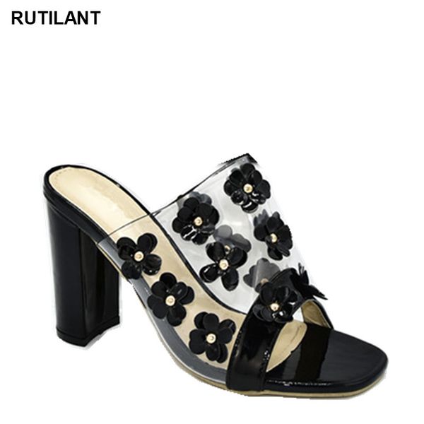

women 2020 rhinestone wedding party shoes woman peep toe square high heels ladies sandals shoes ladies high heels, Black