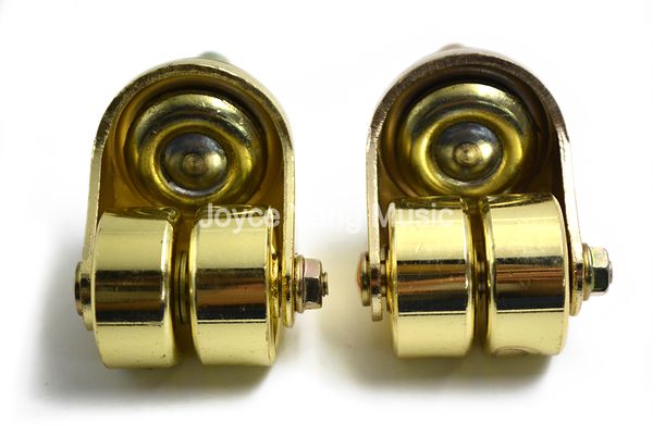 

2pcs upright piano accessories wheel dual caster double foot gold plated ing