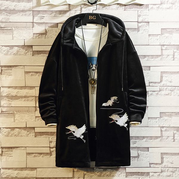 

men's trench coats pleuche double-deck keep warm overcoat long jacket coat men mens winter jackets, Tan;black
