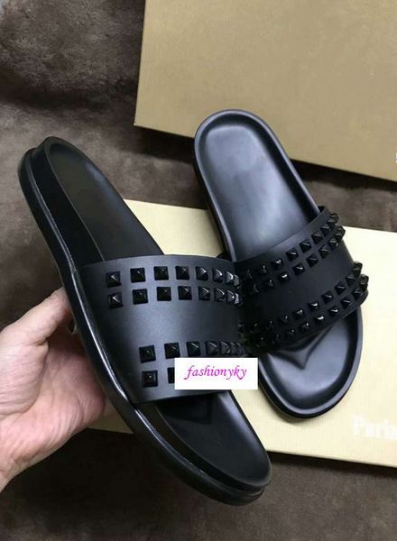 

donna studded willow nail slippers designer willow nails soft bottom rubber slippers men nail shoesoriginal box, Black