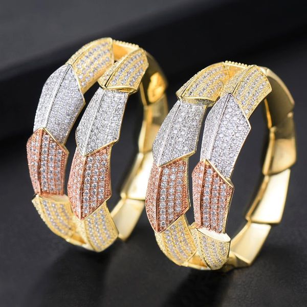 

godki luxury 2 layers full cubic zirconia super circle hoop earrings for women fashion jewelry trendy retro round hoop earrings, Golden