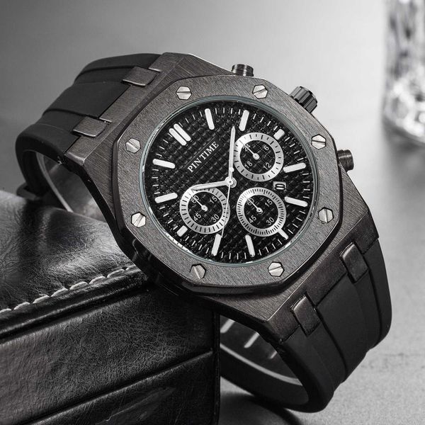 

pintime mens watches men sport wristwatch rubber quartz watch waterproof erkek saat relogio masculino, Slivery;brown