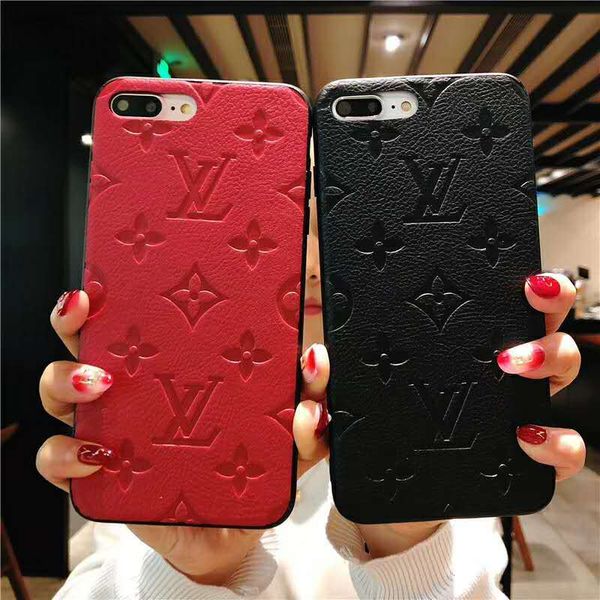 

luxury designer phone cases for iphone 11 pro max 6 7 8 plus xs max xr fashion pu leather imprint patterncurve cover drop shipping