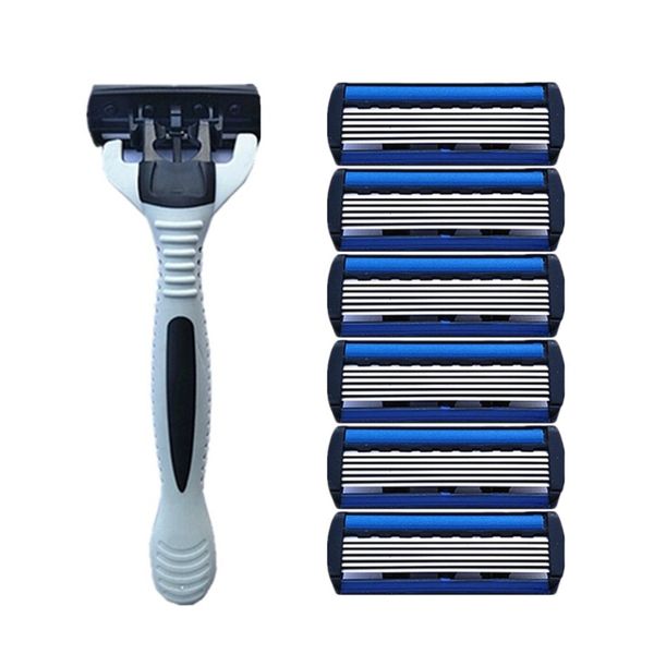 

1+4 combo set men safety traditional classic 6 layers shaving hair blade razor manual stainless steel shaving hair blade shaver for man, Silver