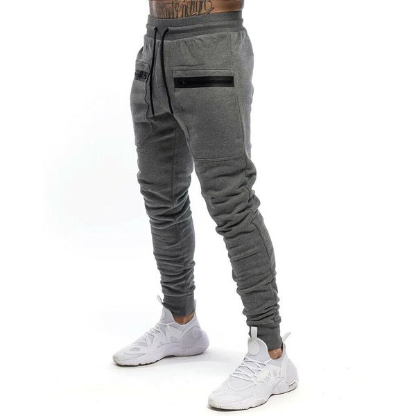 

2019 fashion trend men gym slim fit trousers sweat pants tracksuit autumn pre-fall new casual joggers skinny sports bottoms, Black
