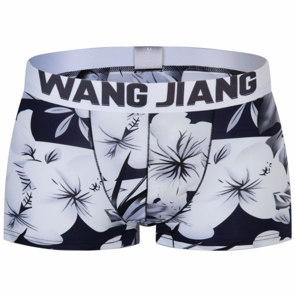 

3pk men's underpants underwear lingerie floral graphic printed ice silk pouch boxers #4018pj, Black;white