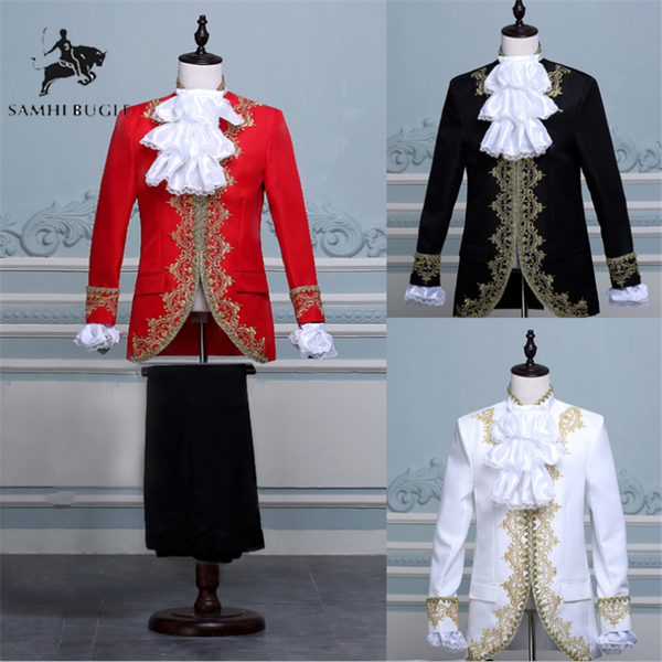 

coat+pants+tie men tuxedo slim fit fashion suit wedding cosplay party costume male slim fit suit men singer wedding costume, White;black