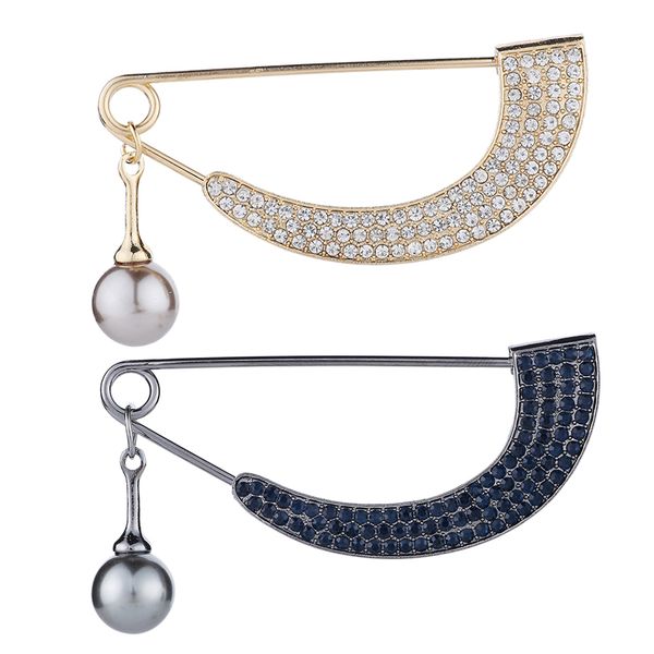 

2 womens crystal pearl cardigan clip sweater brooch scarf coat gown, Gray