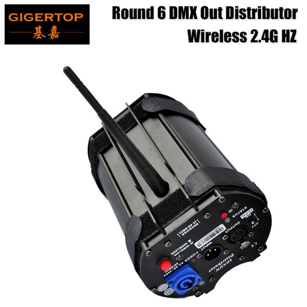 

wholesales price round shape hanging wireless dmx distributor box 6 way out female neutrik 3pins socket audio power plug