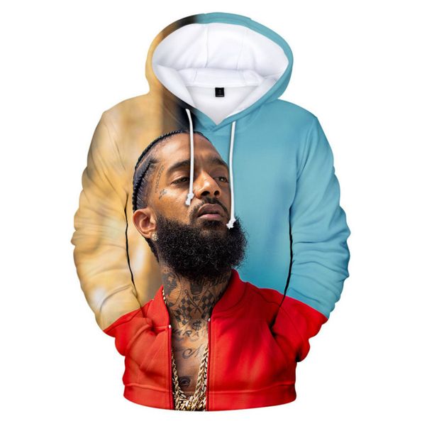 

2019 new summer hoodies mens women 3d rap hoodie hooded nipsey hussle casual harajuku pullovers b500605, Black