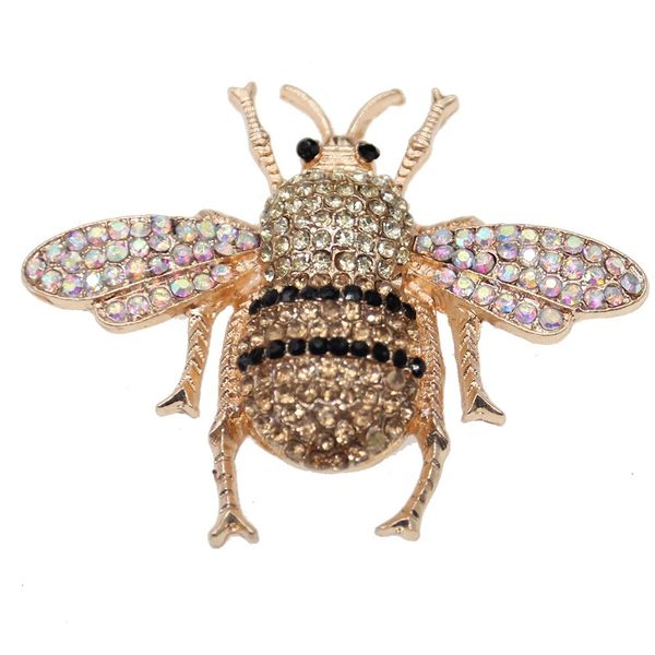 

10pcs/ fashion wedding gold tone rhinestone brooches vintage bee animal insect pin brooch, Gray