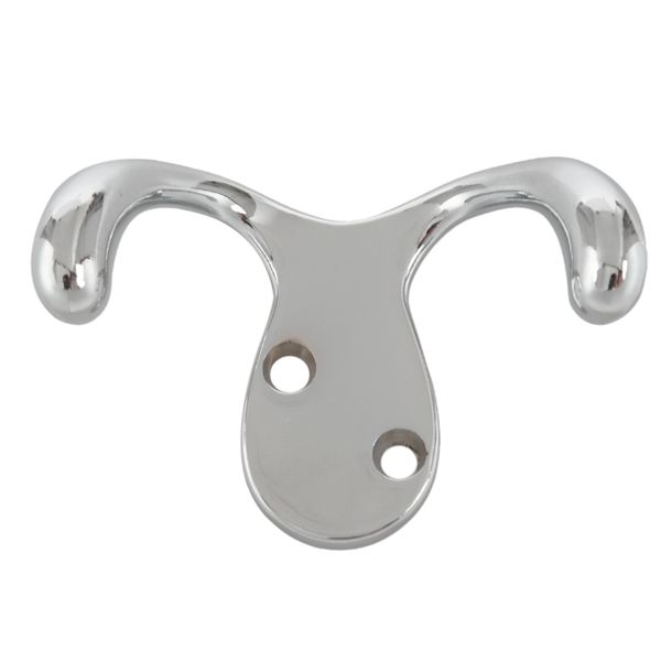 

bright chrome interior decor double prong robe hook