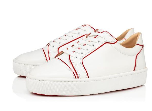 

with box] brand red bottom sneakers men's patent leather piping low help suede spikes toe summer couple red sole flat shoes,wedding sh, Black