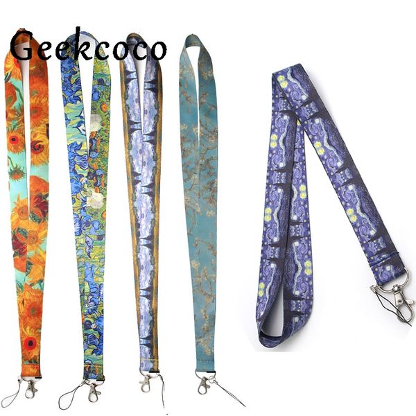 

gogh painting diy keychains accessory safety breakaway mobile phone usb id holder key strap neck lanyard j0253, Silver