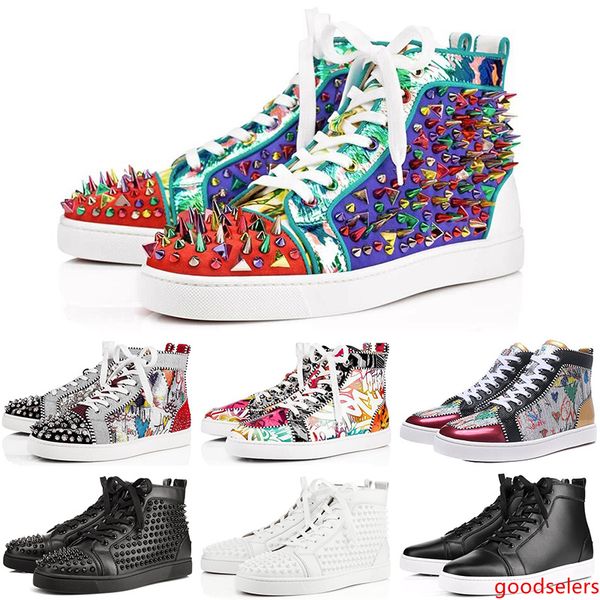 

2019 new fashion s shoes men women studded spikes platform sneakers vintage genuine leather casual rivet sneaker