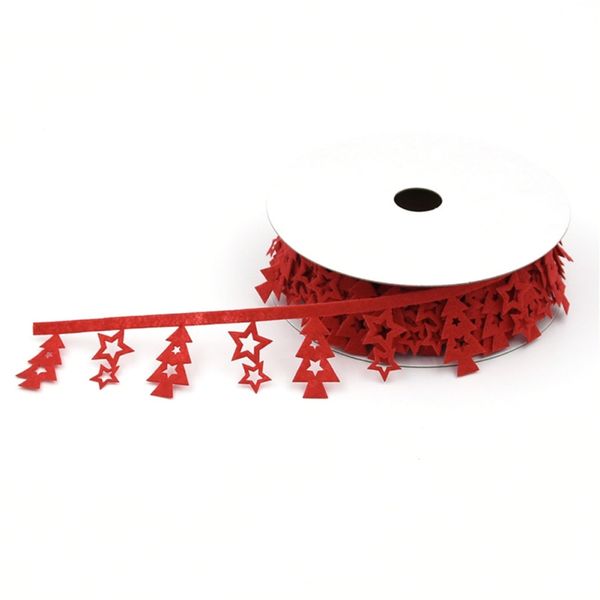 

10m polyester red christmas ribbon with small christmas tree festive party supplies ribbon for gift wrapping