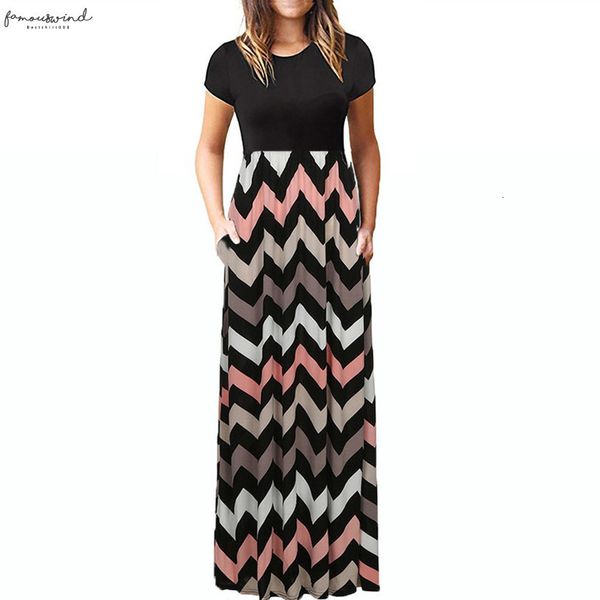 

2020 dress elegant shirt womens casual sleeve o neck print maxi tank dress robe femme floral new style dropshipping, Black;gray