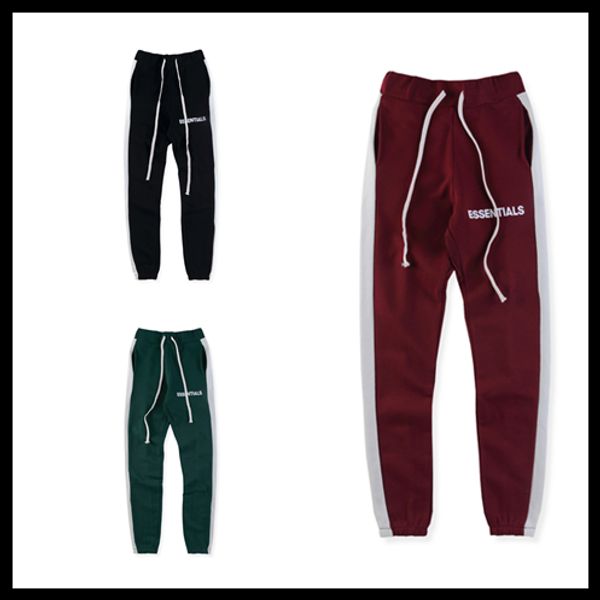 

essentials sweatpants kanye west autumn winter 19ss joggers sweatpants trousers faer of god fog hip hop drawstring, Black