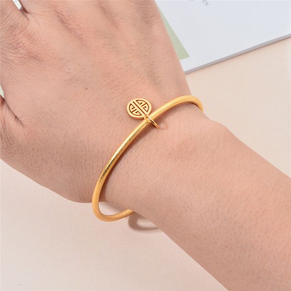 

1pcs copper bangle for women men gold color pendant bangle bracelet dubai wedding bride jewelry, Black